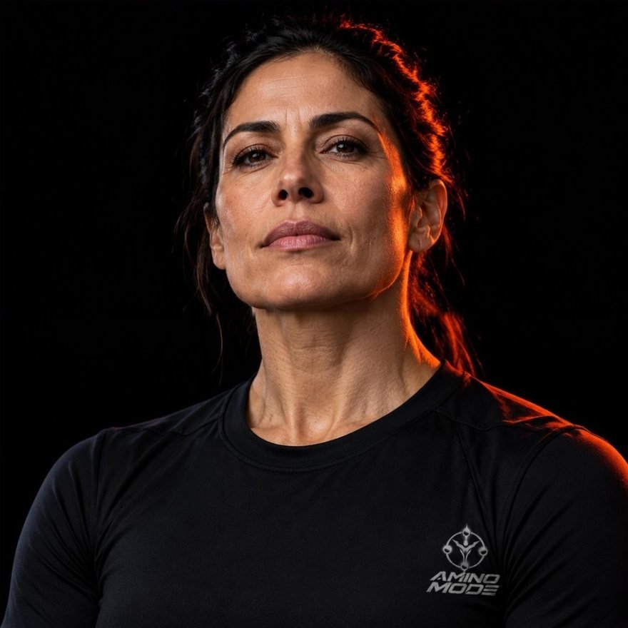 Retrato cercano de una mujer, piel real, luz de contorno naranja