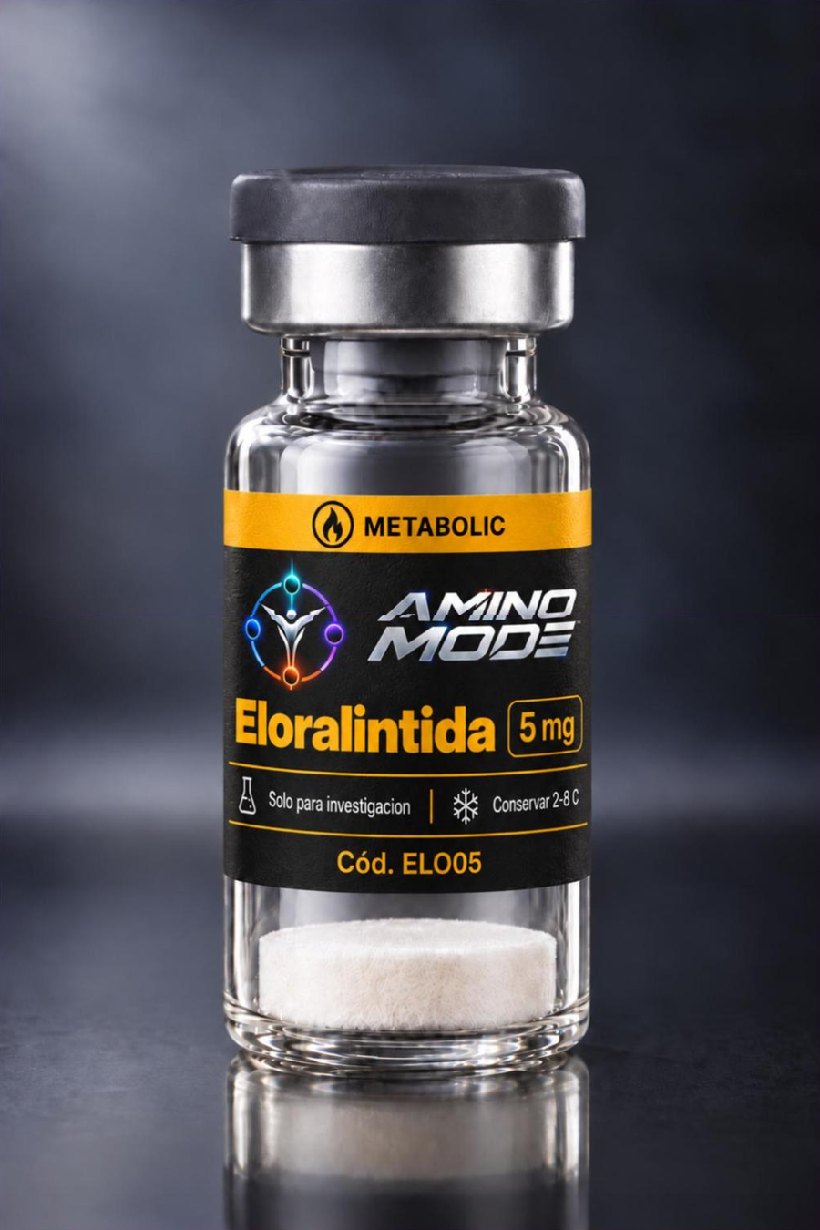 Vial de Eloralintida 5 mg con etiqueta AMINO MODE