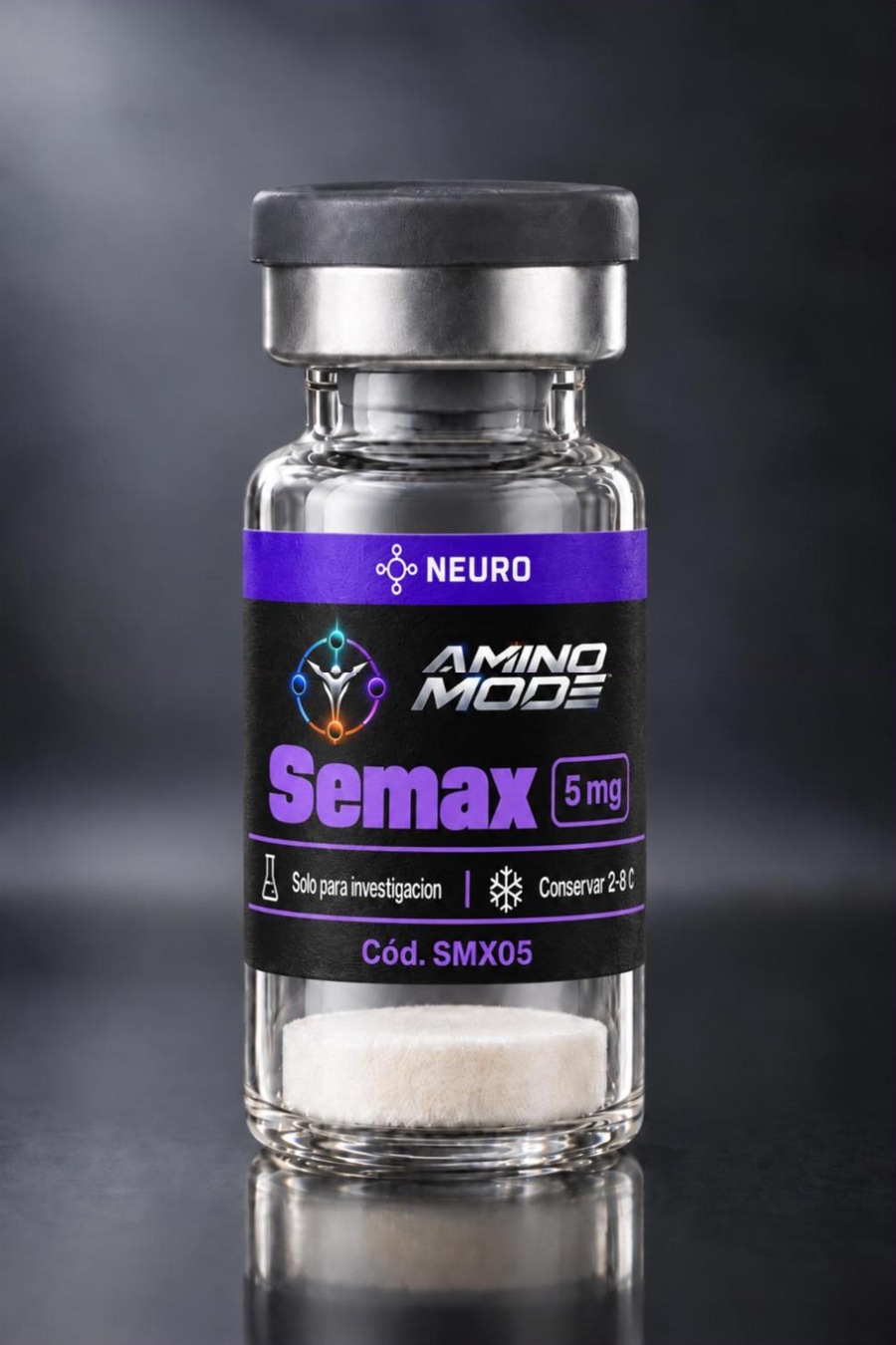 Vial de Semax 5 mg con etiqueta AMINO MODE